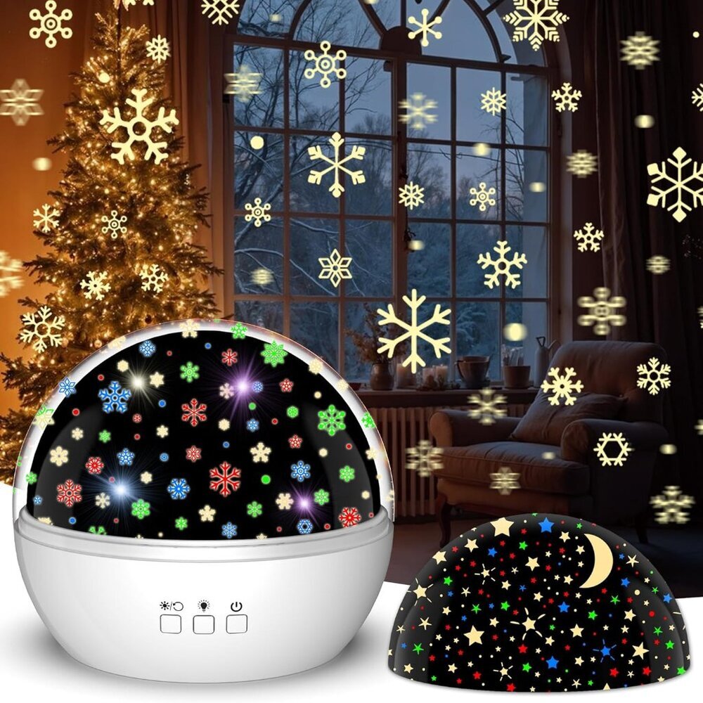 Christmas Projector Night Light Indoor, Snowflake NightLight for Room Decor, Kid